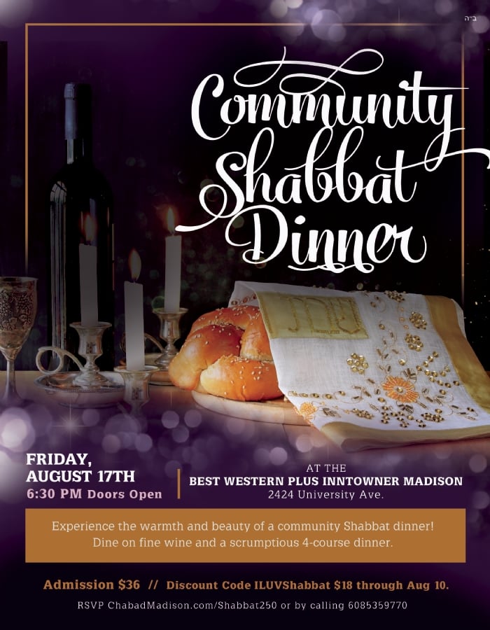 Community Shabbat Dinner | Event Reservations | Chabad of Madison